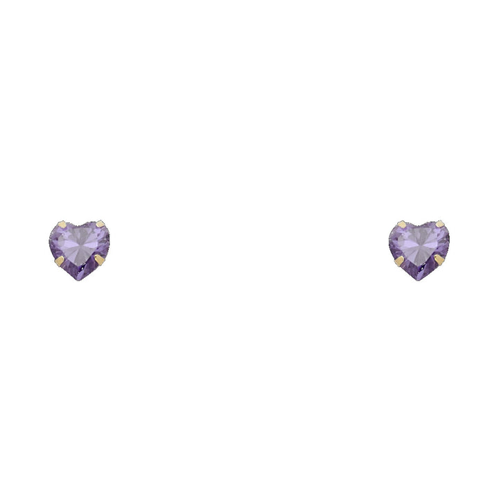 14KY 5mm Heart CZ Stamping Screw Back Stud Earrings
