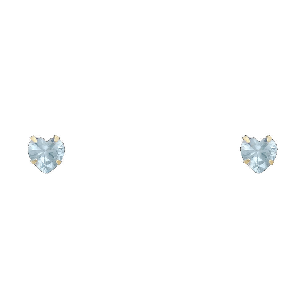 14KY 5mm Heart CZ Stamping Screw Back Stud Earrings