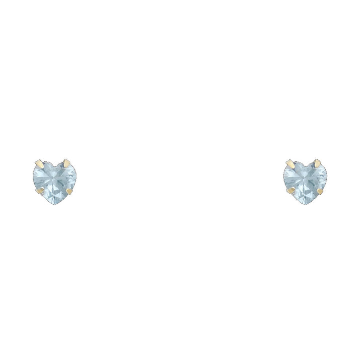14KY 5mm Heart CZ Stamping Screw Back Stud Earrings