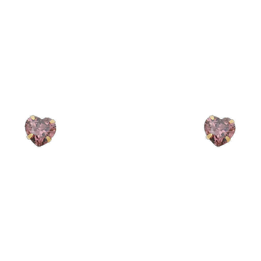 14KY 5mm Heart CZ Stamping Screw Back Stud Earrings