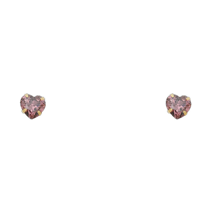 14KY 5mm Heart CZ Stamping Screw Back Stud Earrings