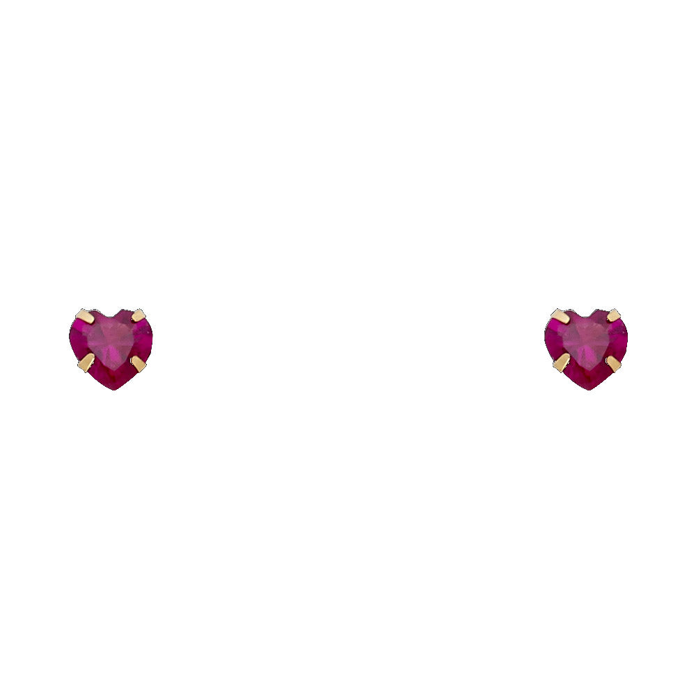 14KY 5mm Heart CZ Stamping Screw Back Stud Earrings