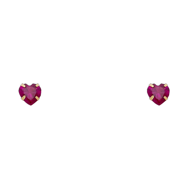 14KY 5mm Heart CZ Stamping Screw Back Stud Earrings