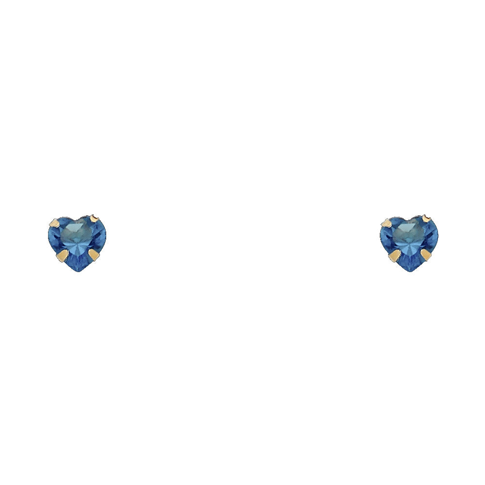 14KY 5mm Heart CZ Stamping Screw Back Stud Earrings