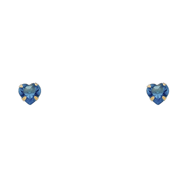 14KY 5mm Heart CZ Stamping Screw Back Stud Earrings
