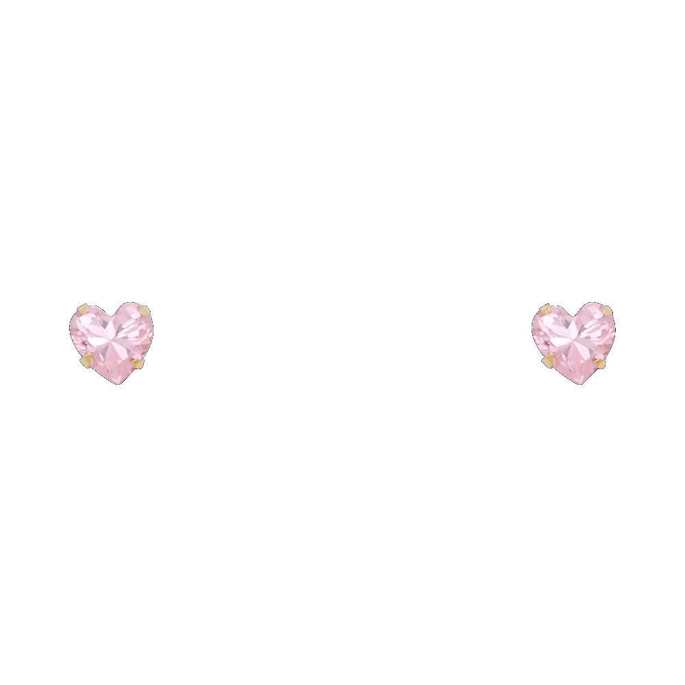 14KY 5mm Heart CZ Stamping Screw Back Stud Earrings