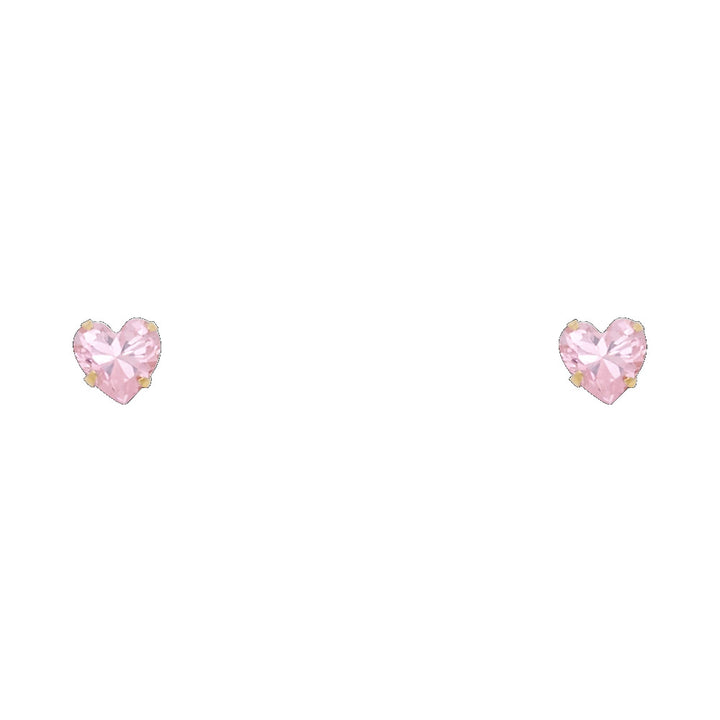 14KY 5mm Heart CZ Stamping Screw Back Stud Earrings