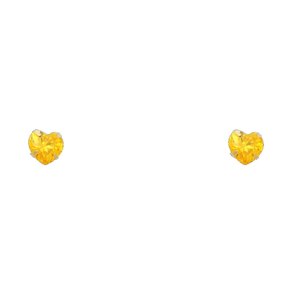 14KY 5mm Heart CZ Stamping Screw Back Stud Earrings