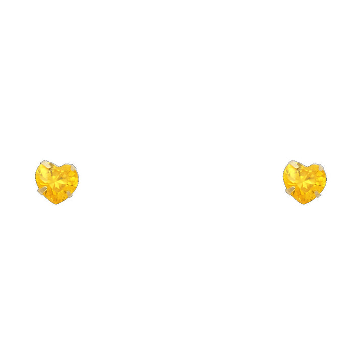 14KY 5mm Heart CZ Stamping Screw Back Stud Earrings