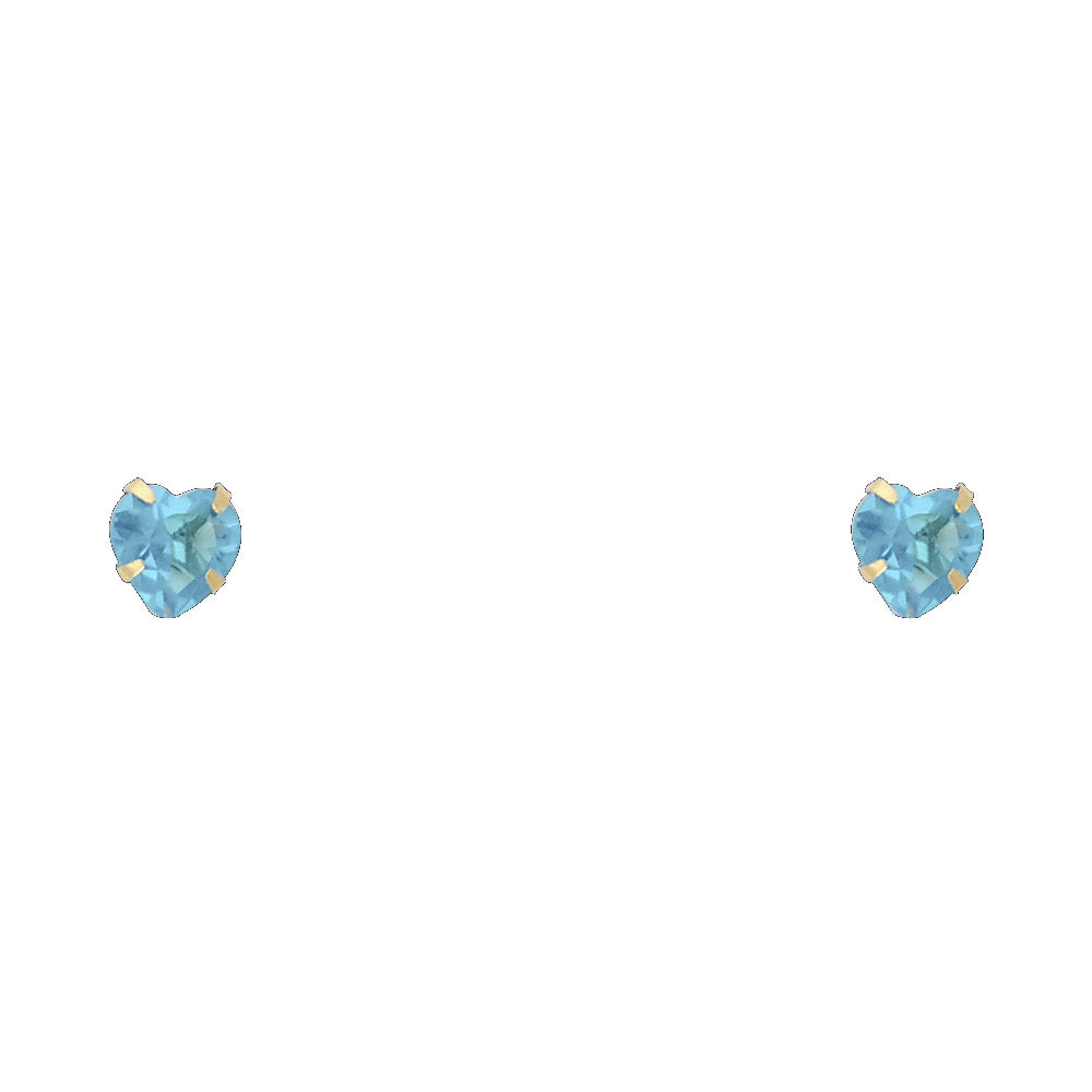 14KY 5mm Heart CZ Stamping Screw Back Stud Earrings