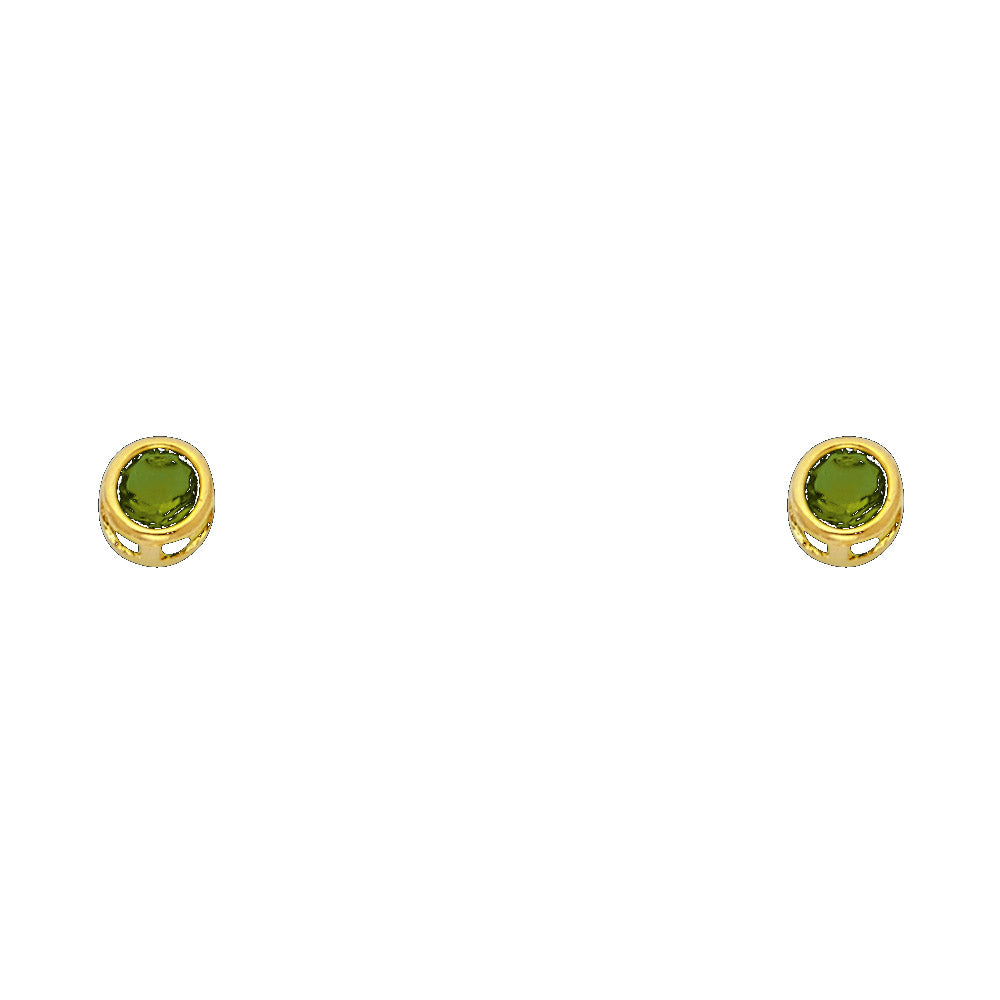 14KY 4mm Round CZ Bezel Screw Back Stud Earrings (JAN)