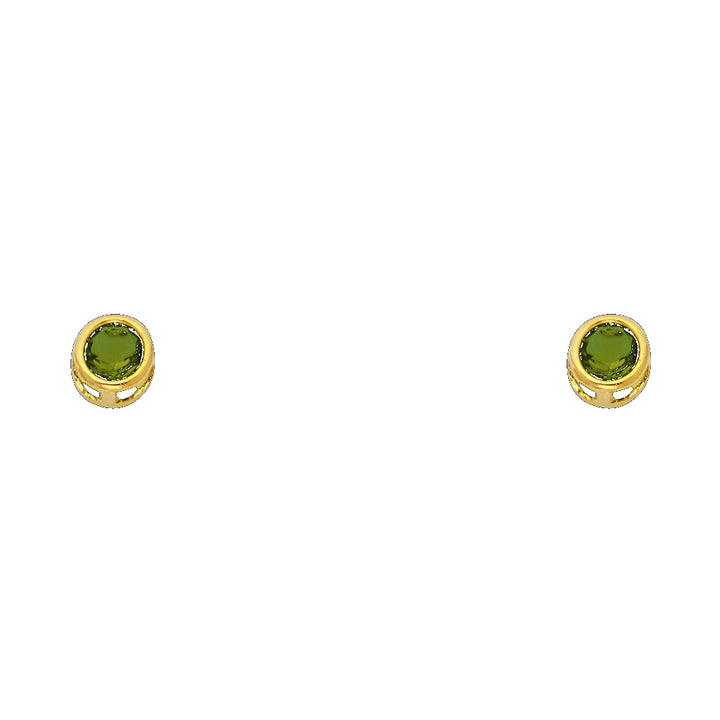 14KY 4mm Round CZ Bezel Screw Back Stud Earrings (JAN)