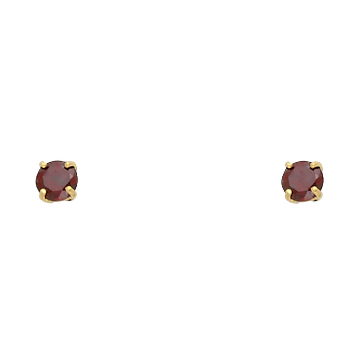 14KY Round 3mm Birthstone Stud Earrings