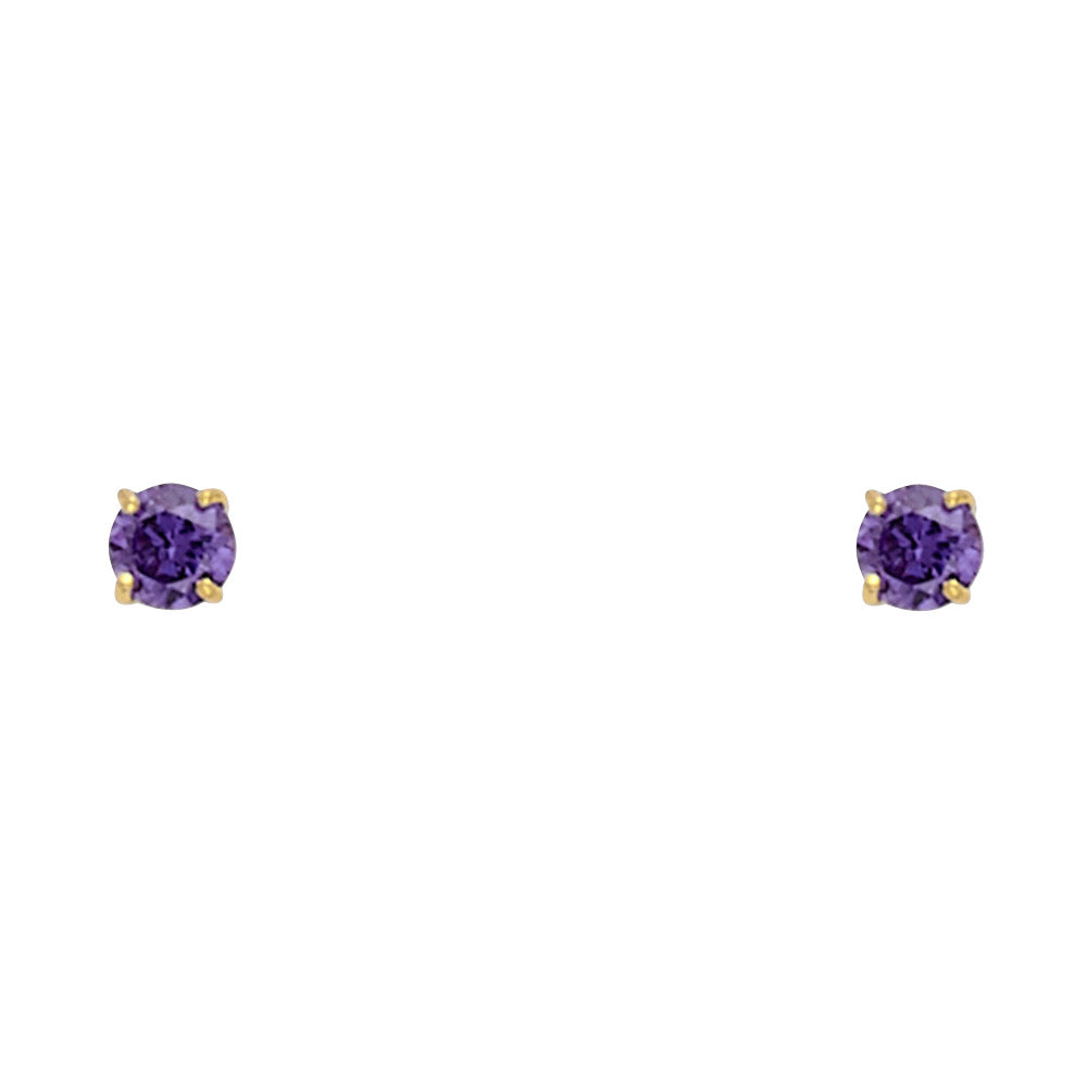 14KY Round 3mm Birthstone Stud Earrings