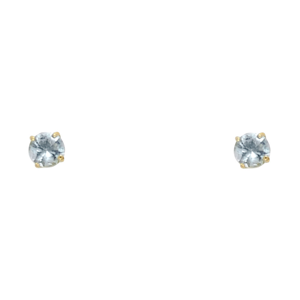 14KY Round 3mm Birthstone Stud Earrings