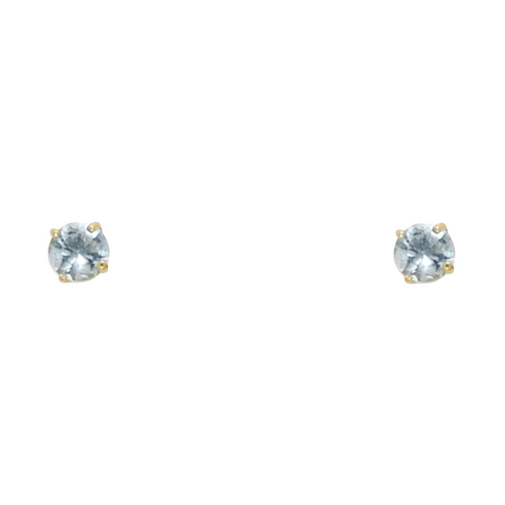 14KY Round 3mm Birthstone Stud Earrings