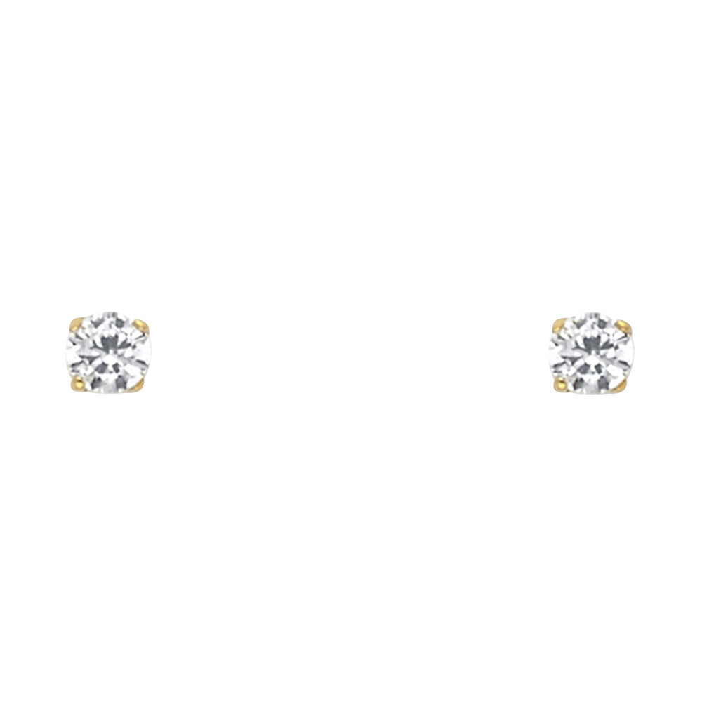 14KY Round 3mm Birthstone Stud Earrings