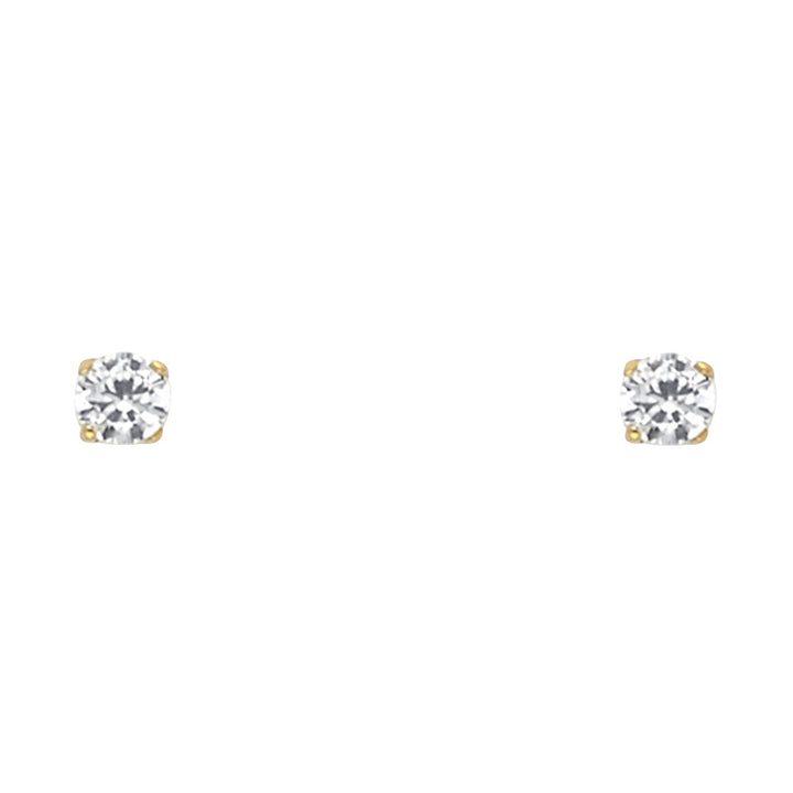 14KY Round 3mm Birthstone Stud Earrings