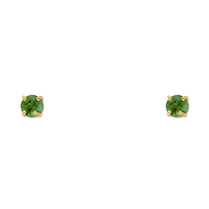14KY Round 3mm Birthstone Stud Earrings