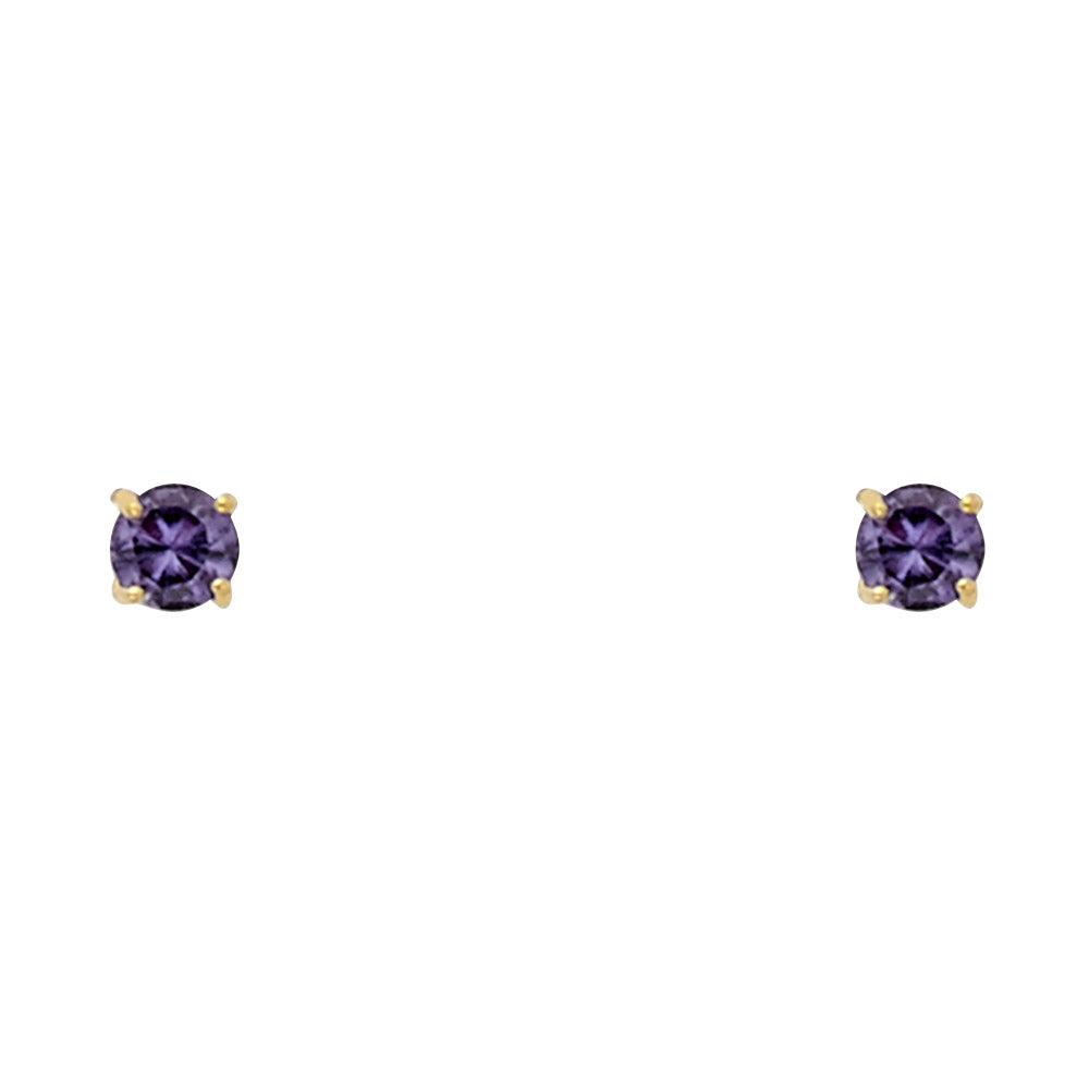 14KY Round 3mm Birthstone Stud Earrings