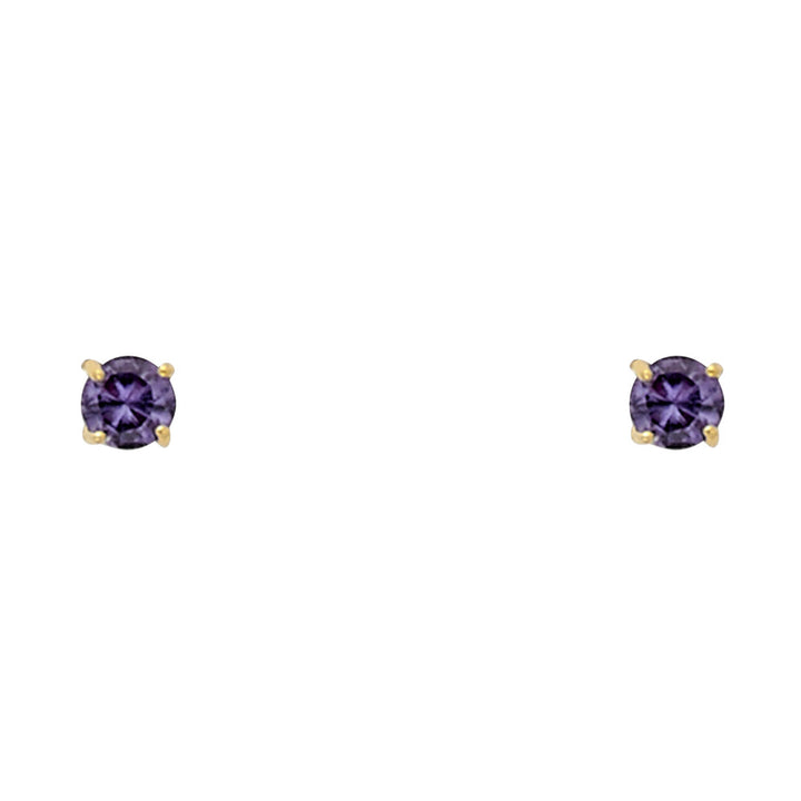 14KY Round 3mm Birthstone Stud Earrings