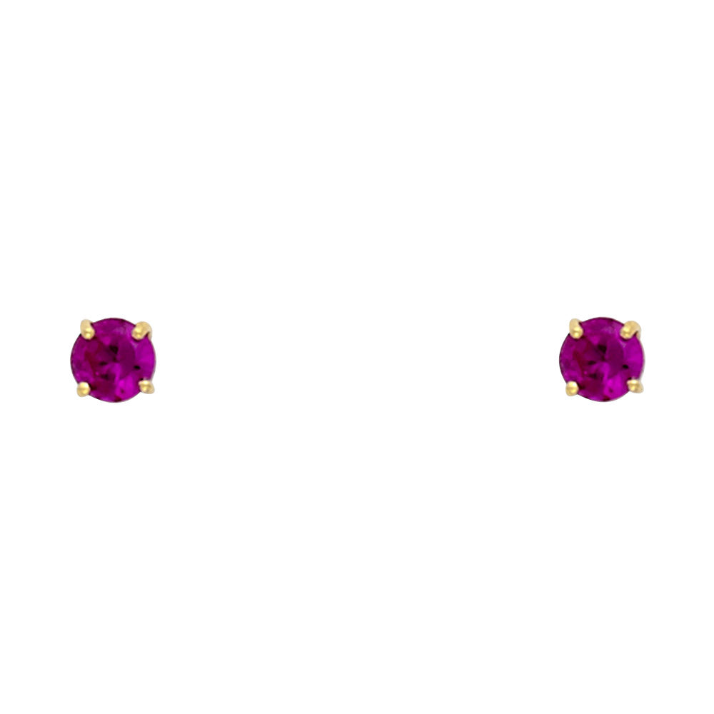 14KY Round 3mm Birthstone Stud Earrings