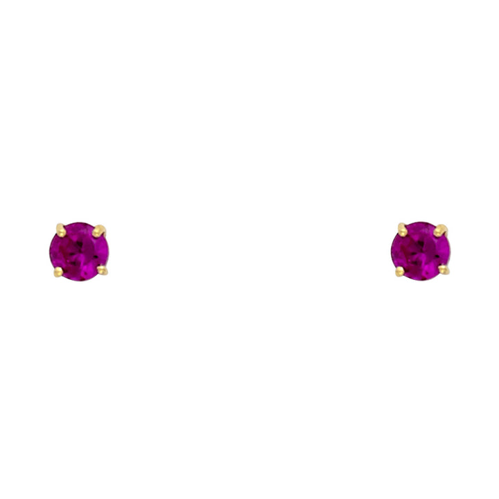14KY Round 3mm Birthstone Stud Earrings