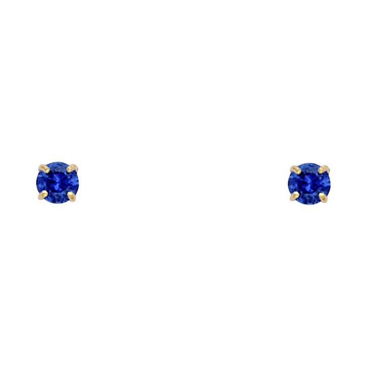 14KY Round 3mm Birthstone Stud Earrings
