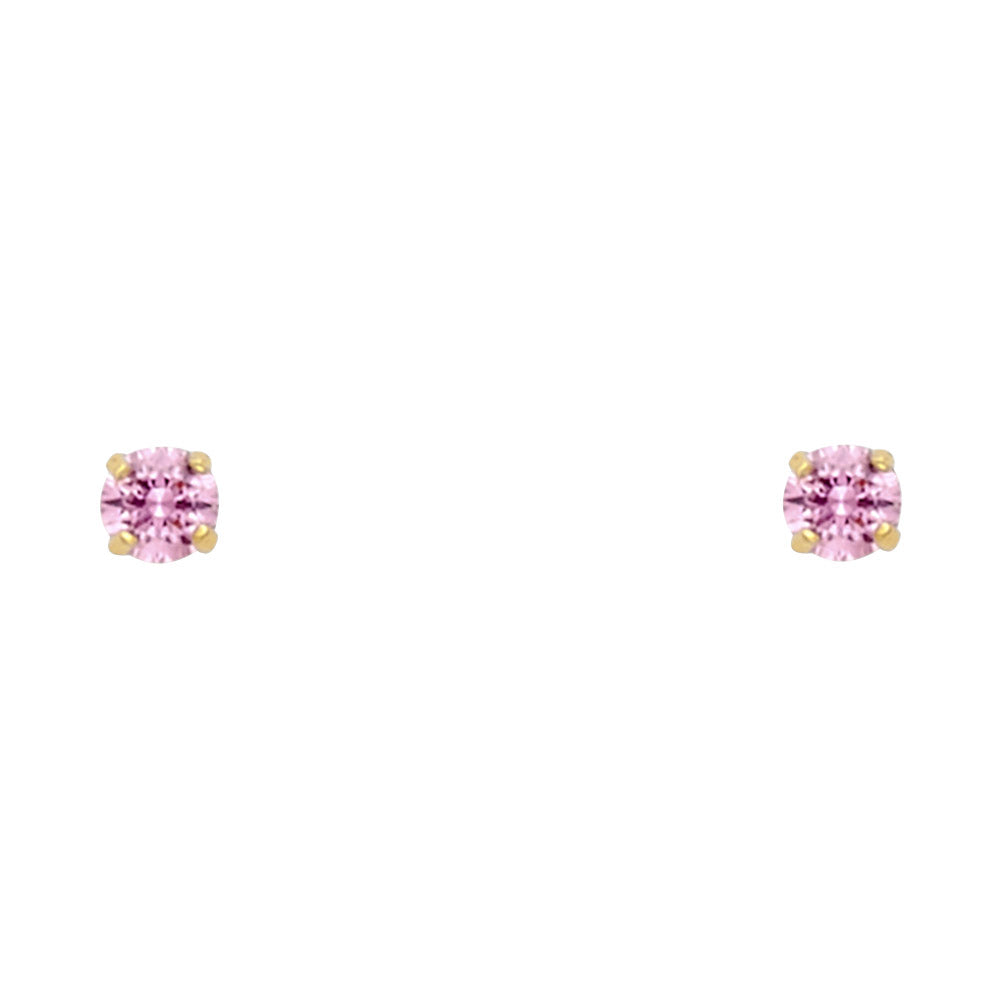 14KY Round 3mm Birthstone Stud Earrings