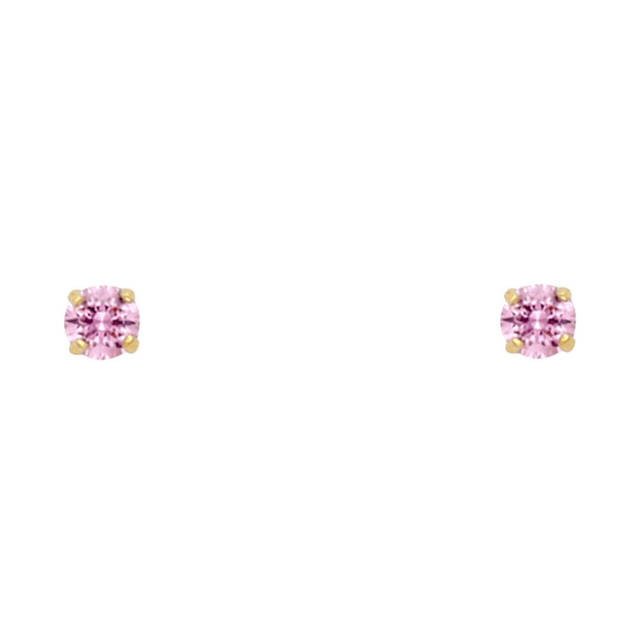 14KY Round 3mm Birthstone Stud Earrings