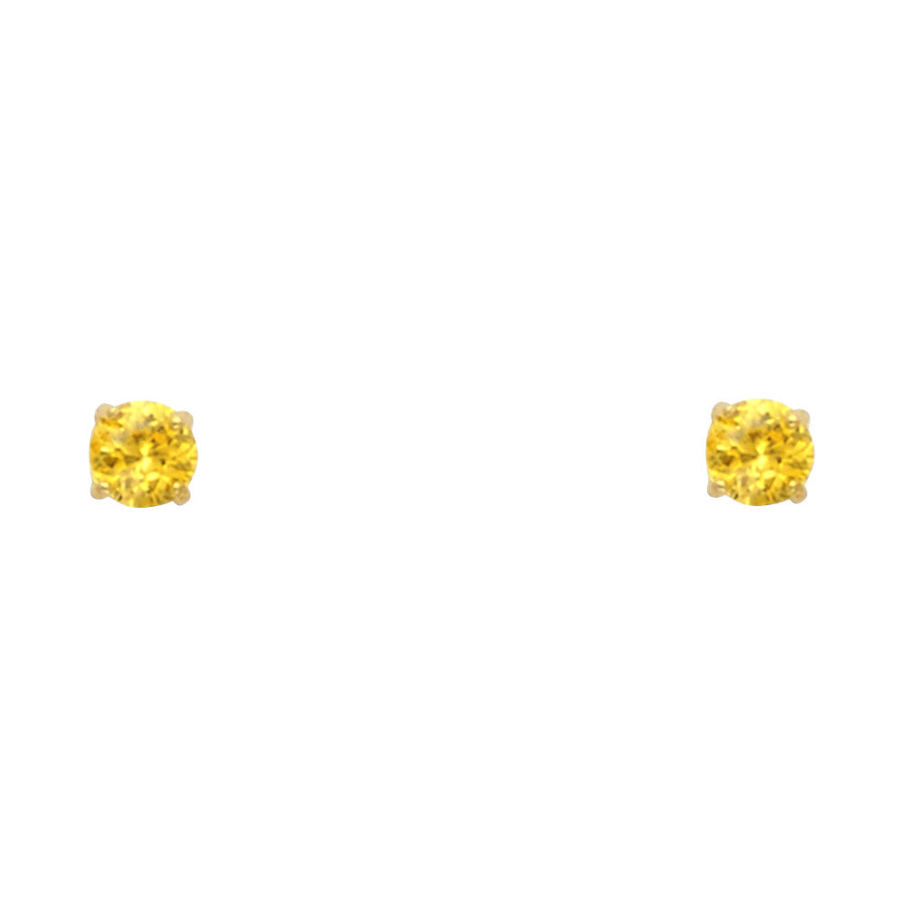 14KY Round 3mm Birthstone Stud Earrings