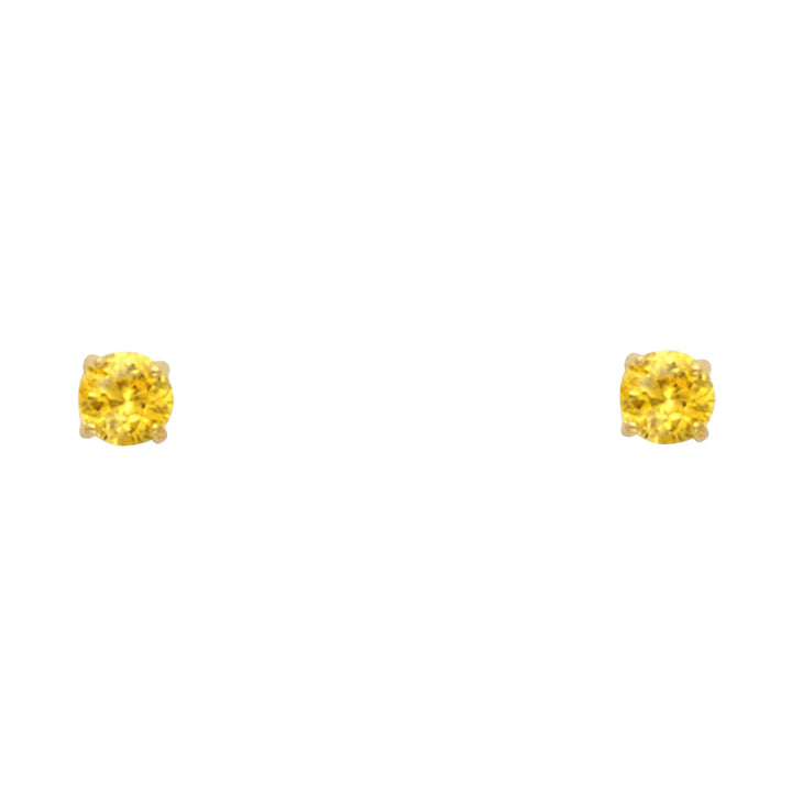 14KY Round 3mm Birthstone Stud Earrings