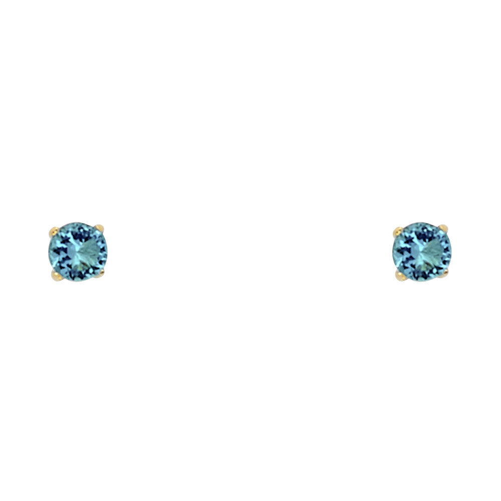 14KY Round 3mm Birthstone Stud Earrings