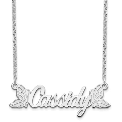 Sterling Silver Custom Butterfly Nameplate Necklace
