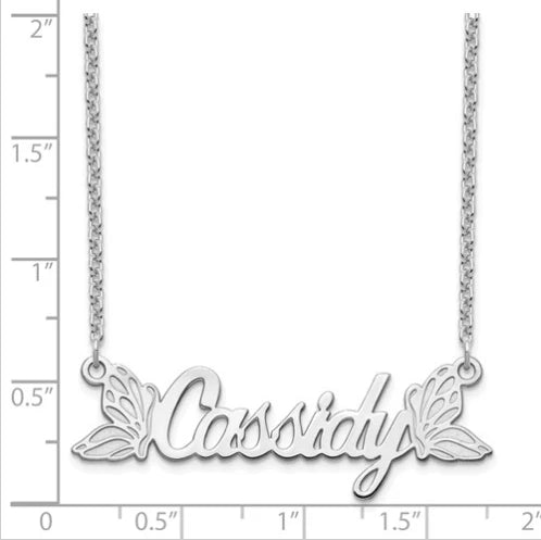 Sterling Silver Custom Butterfly Nameplate Necklace