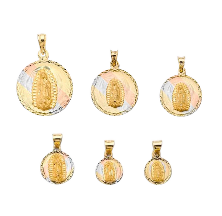 14K Tri-Color Virgen de Guadalupe Pendant
