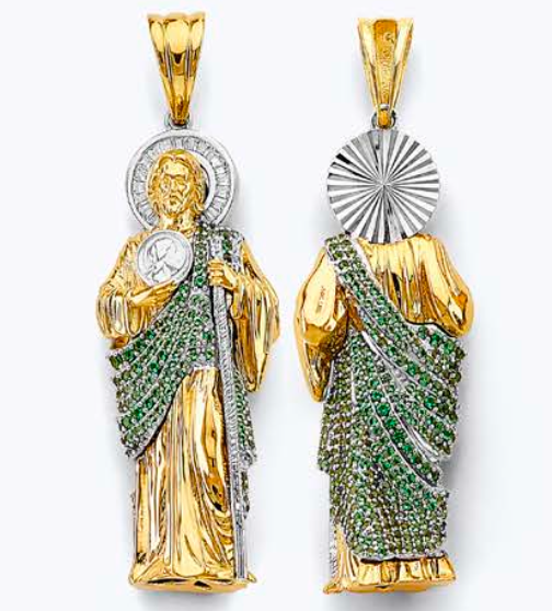 14kt Gold Large San Judas 3D Full Body Pendant