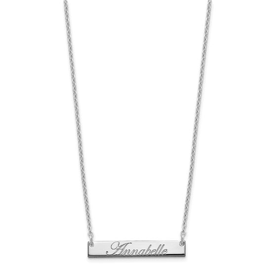 Sterling Silver (.925) Polished Cursive Bar Necklaces