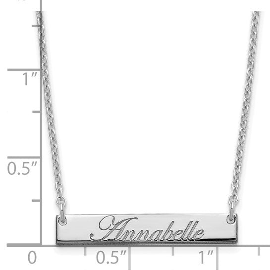 Sterling Silver (.925) Polished Cursive Bar Necklaces