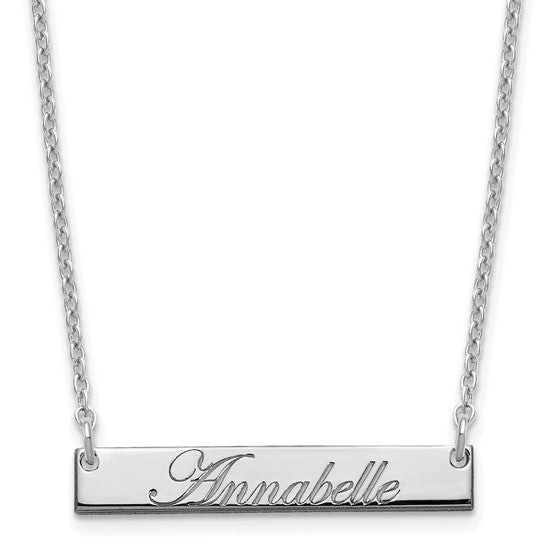 Sterling Silver (.925) Polished Cursive Bar Necklaces