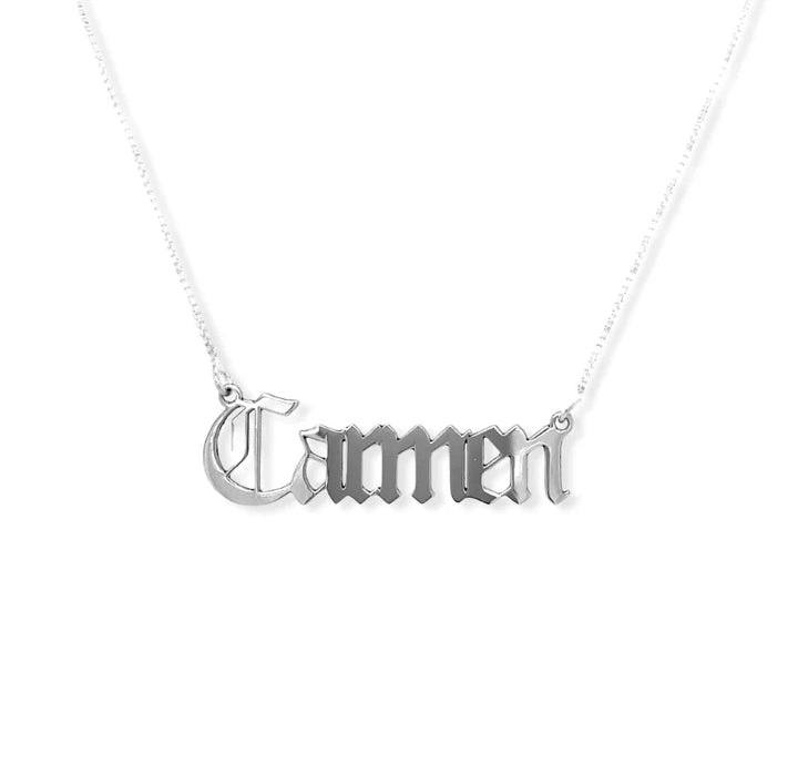Sterling Silver Custom Old English Name Necklace