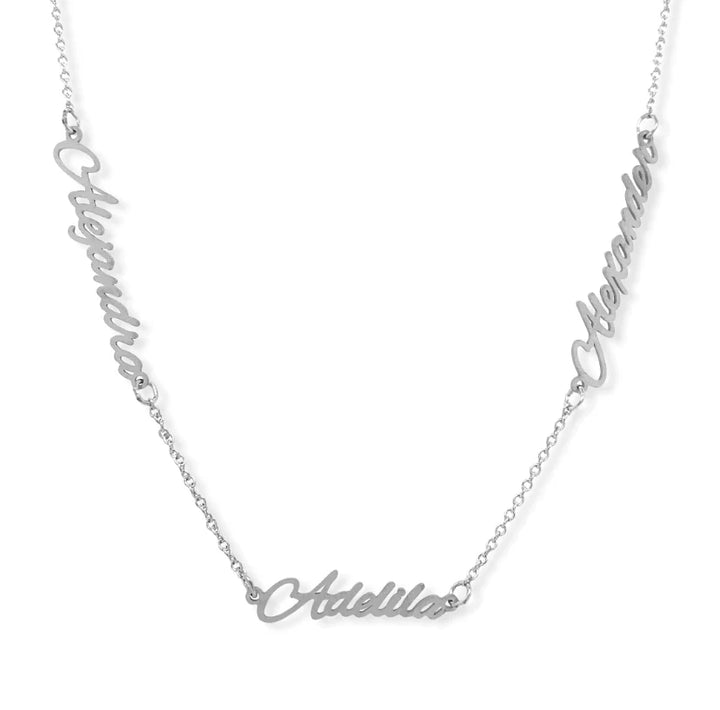 Sterling Silver Custom Multiple Nameplate Necklace