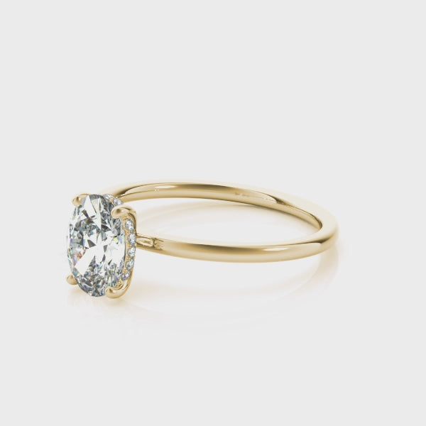 14KY 2 Carat Lab Grown Diamond Oval Hidden Halo Engagement Ring