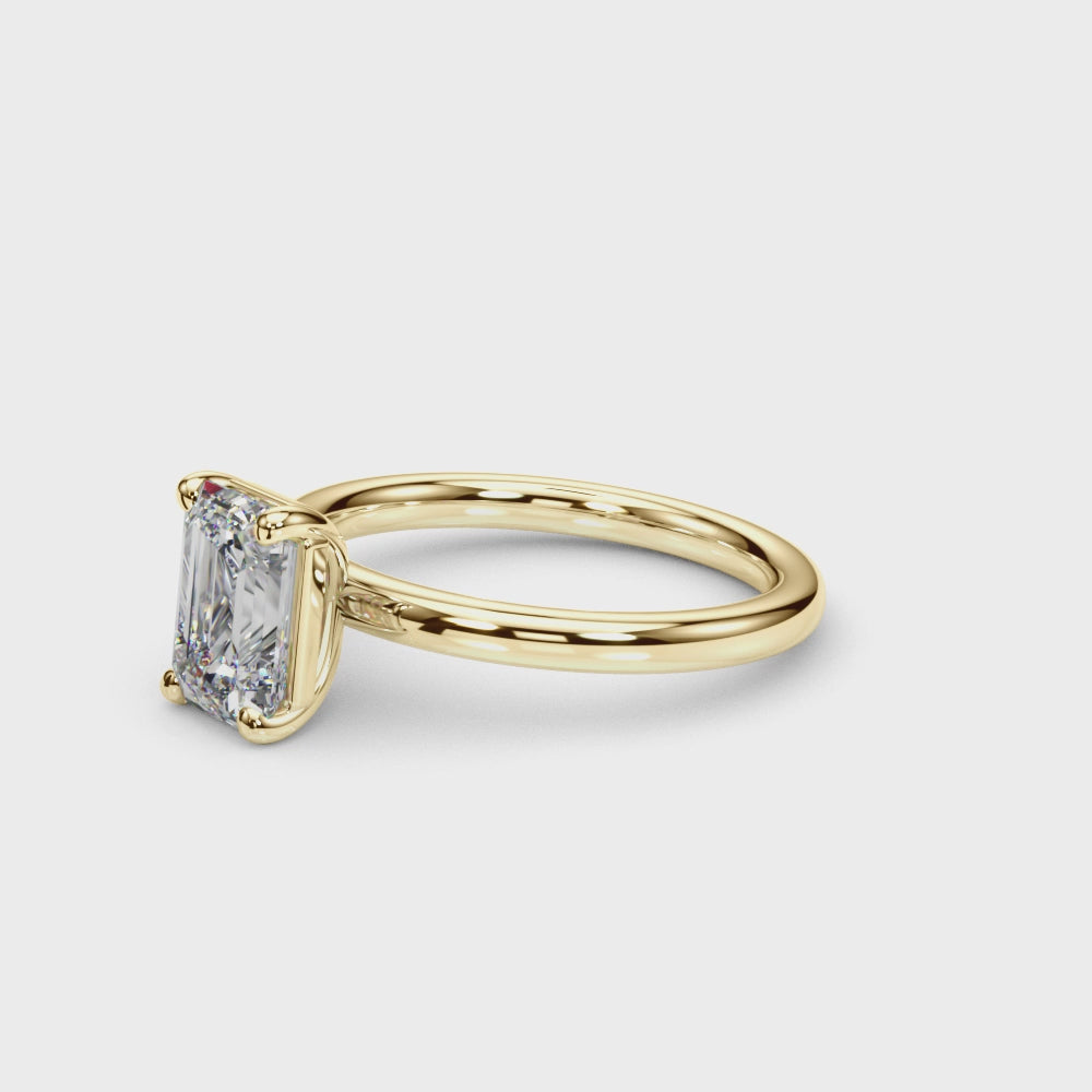 14KY Lab Grown 2 Carat Diamond Solitaire Emerald Cut Engagement Ring