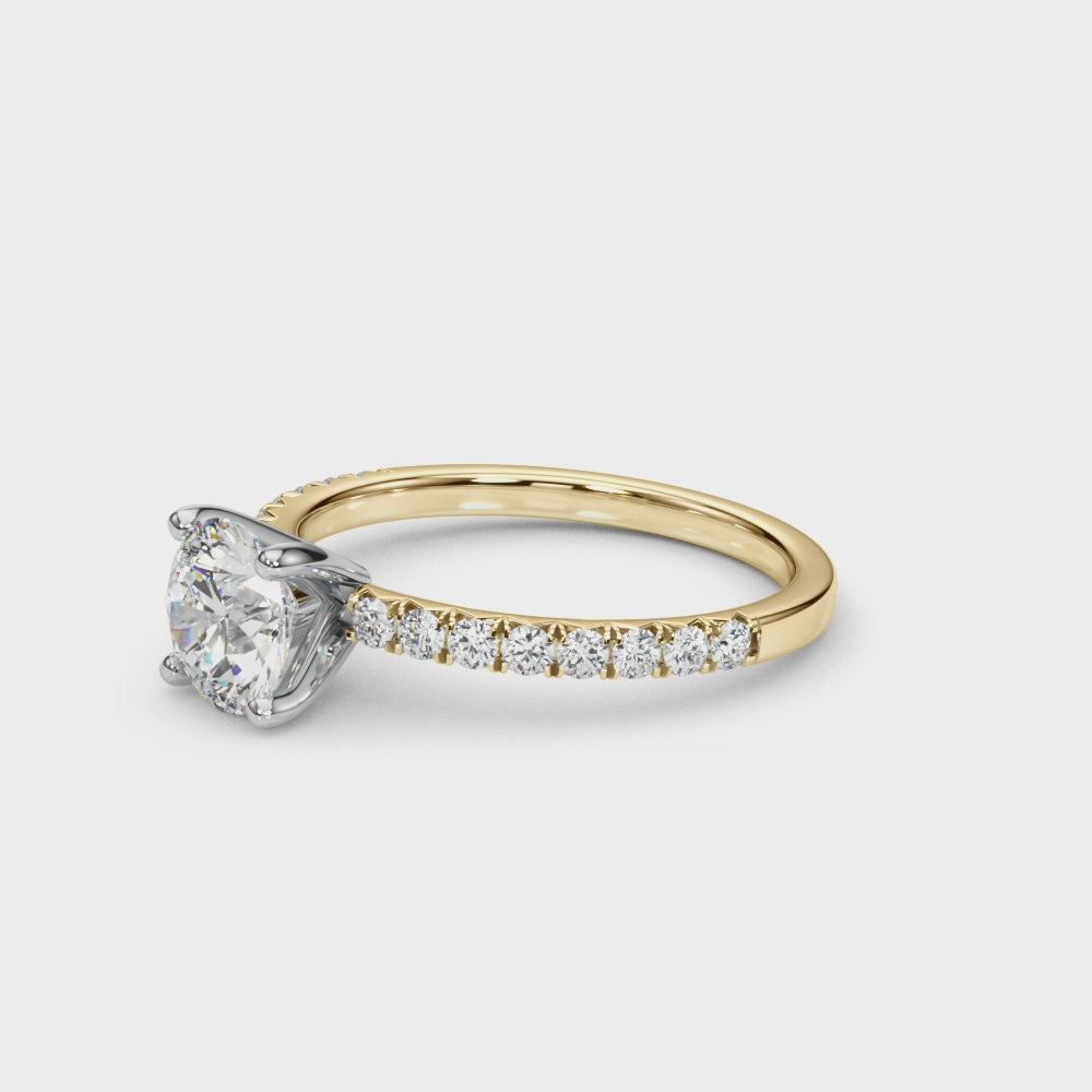 14KTY Accented Round Lab Grown Diamond Engagement Ring