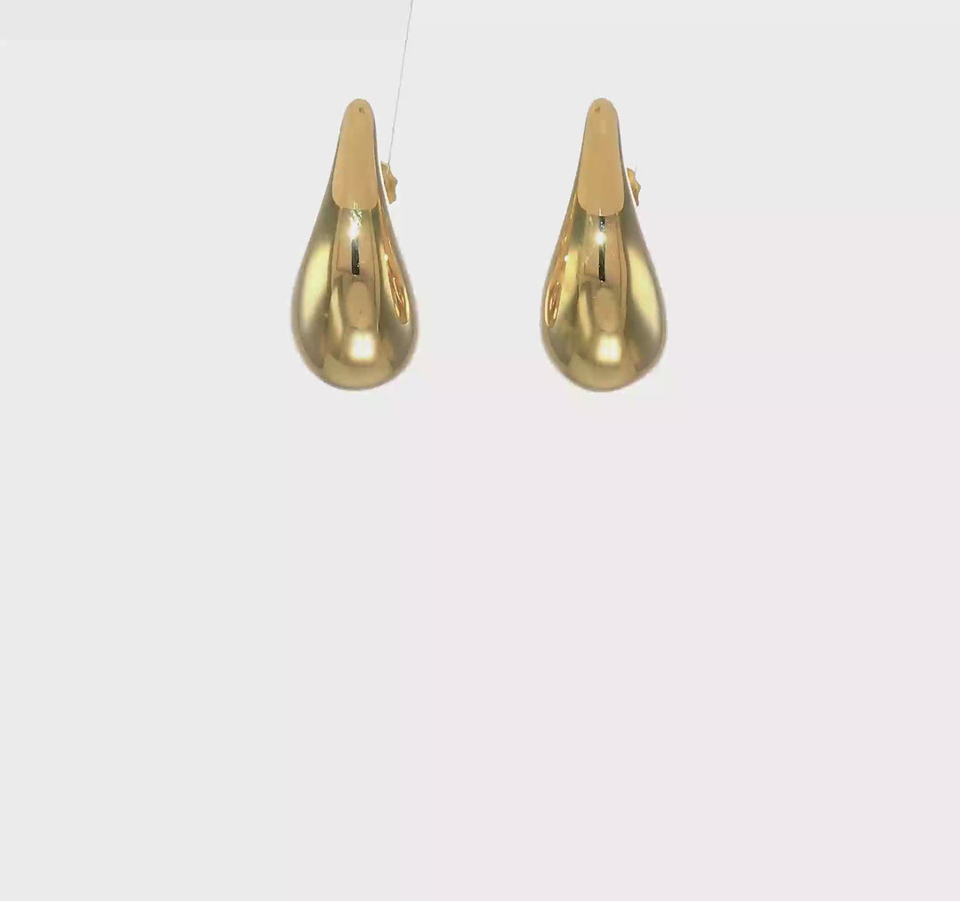 18kt Gold Polished Puffed Teardrop Post Earrings