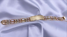 Load image into Gallery viewer, 14k Gold Tri-Color Figaro Men&#39;s ID Bracelet
