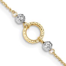 Load image into Gallery viewer, 14k Two-tone Circle and Bead 9in Plus 1in ext. Anklet
