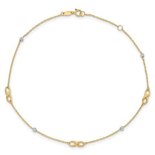 Load image into Gallery viewer, 14K Two-Tone Diamond-cut Beads and Infinity 10in Plus 1in ext. Anklet
