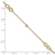 Load image into Gallery viewer, 14K Two-Tone Diamond-cut Beads and Infinity 10in Plus 1in ext. Anklet
